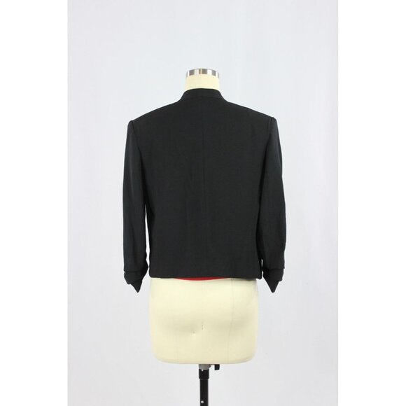 Aritzia BABATON Power Waist Black Crepe Open Cropped Blazer Jacket, Size 4 - Picture 3 of 15